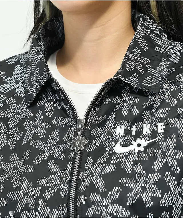 Nike zip through fleece in hotsell black and white animal print