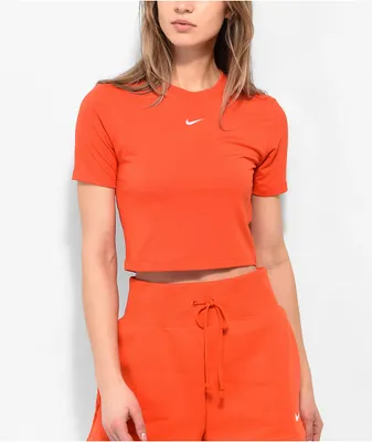 Orange nike crop top sales