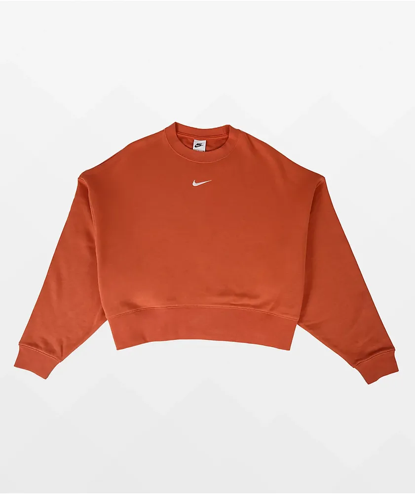 Nike Sportswear Essential Burnt Orange Crop Crewneck Sweatshirt