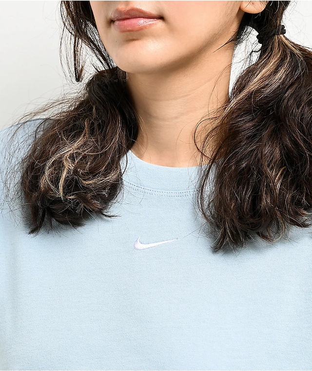 Nike Sportswear Essential Light Blue Boxy Crop T-Shirt | MainPlace