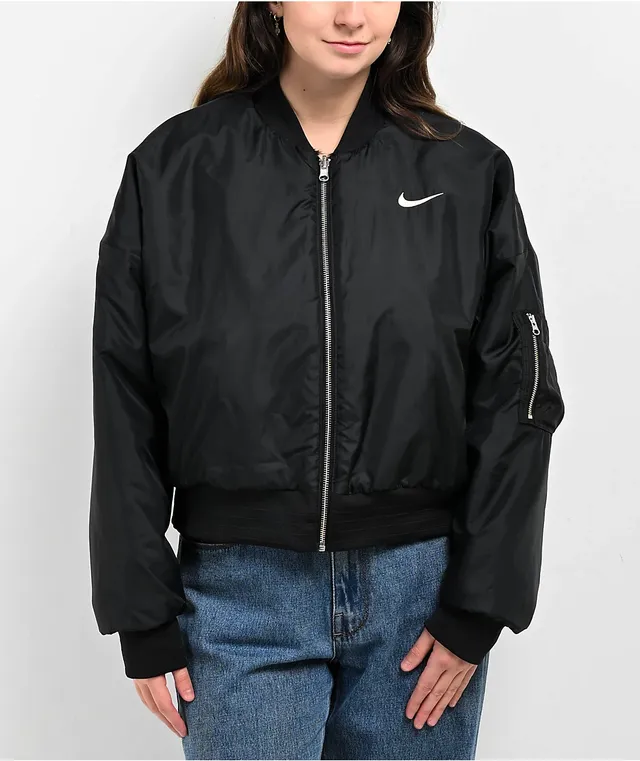 【Nike】 NSW Reversible Faux Fur Bomber Jacket Nike Reversible Faux Fur Bomber Jacket NSW Black Size L, XL