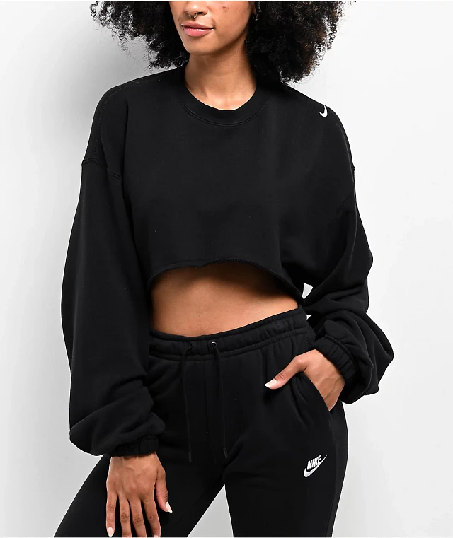 Nike Sportswear French Terry Black Oversized Shrug Sweatshirt at
