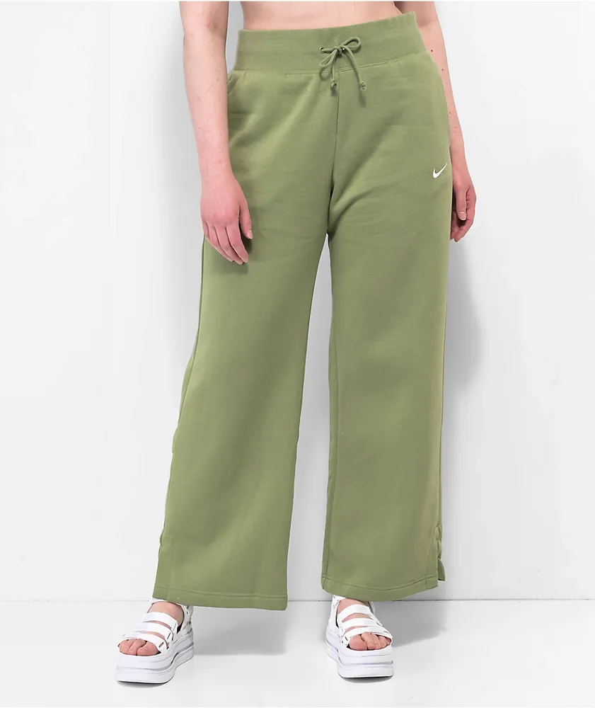 Nike Sportswear Pheonix Fleece Green High Waisted Wide Leg