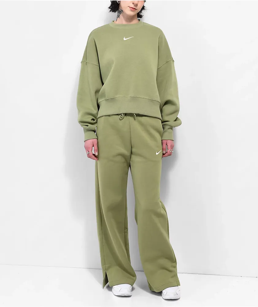 Nike Sportswear Pheonix Fleece Green High Waisted Wide Leg