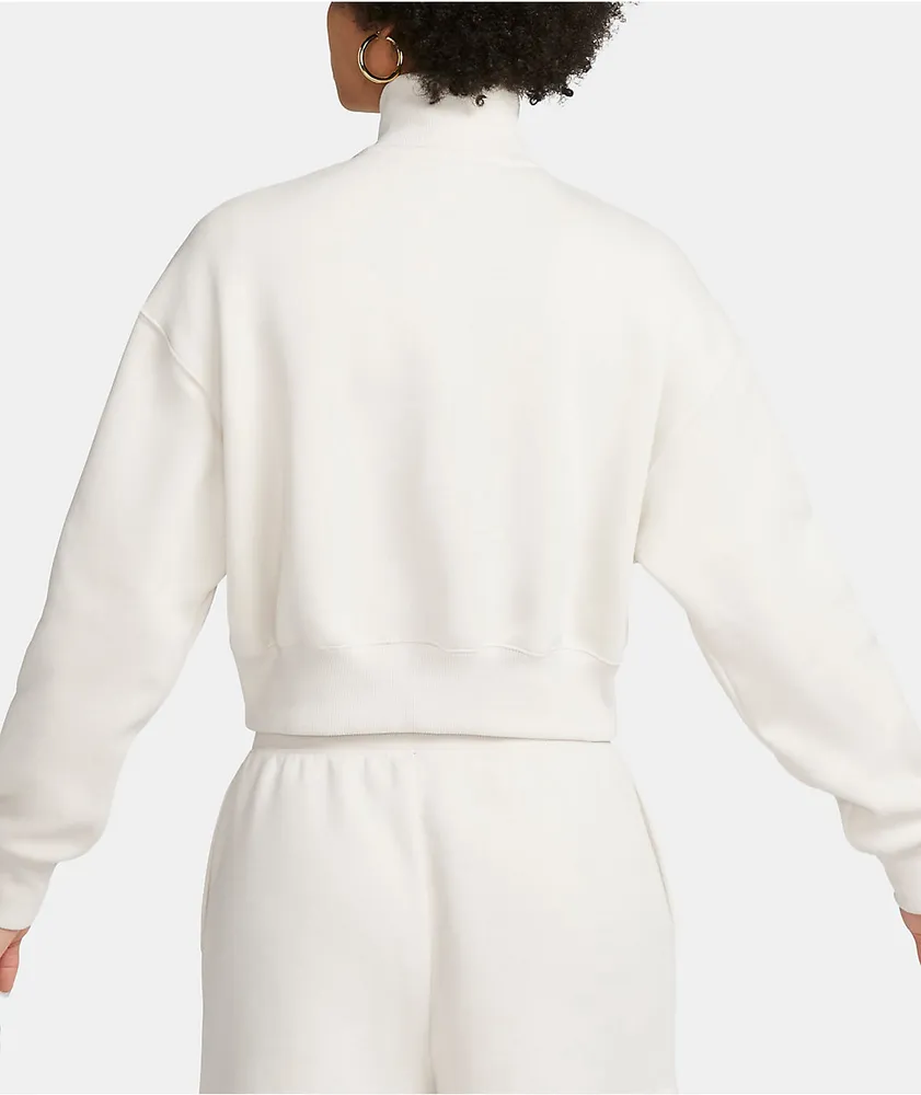 Nike Sportswear Phoenix Cream Quarter Zip Crop Sweatshirt