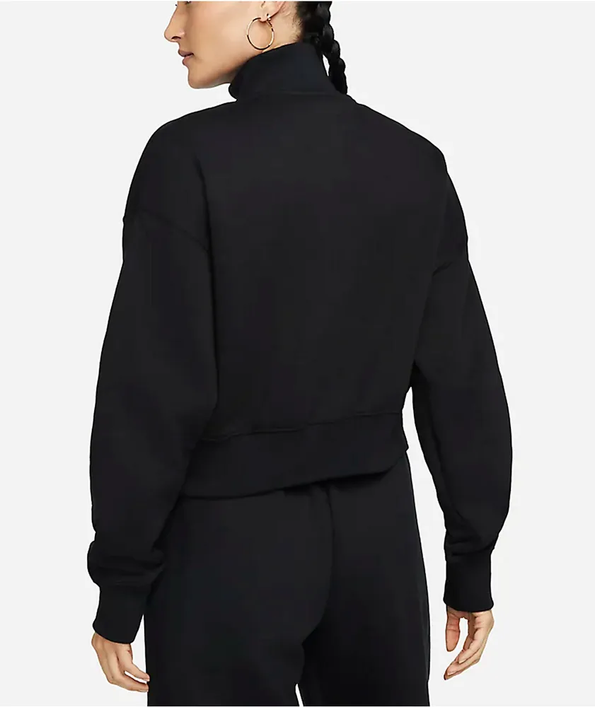 Nike Sportswear Phoenix Fleece Black Quarter Zip Crop Sweatshirt