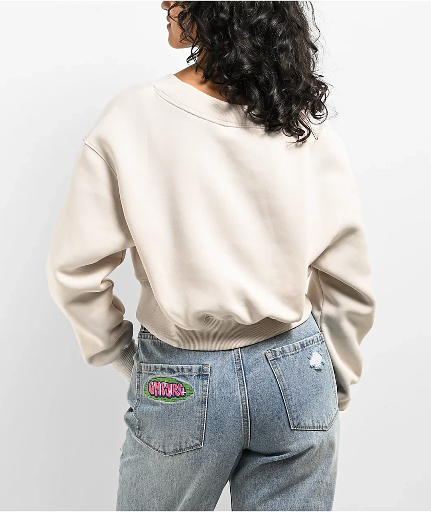 Nike Sportswear Phoenix Fleece Light Orewood Brown Crop V-Neck