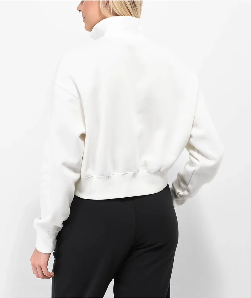 Nike Sportswear Phoenix White Fleece Crop Quarter Zip Sweatshirt