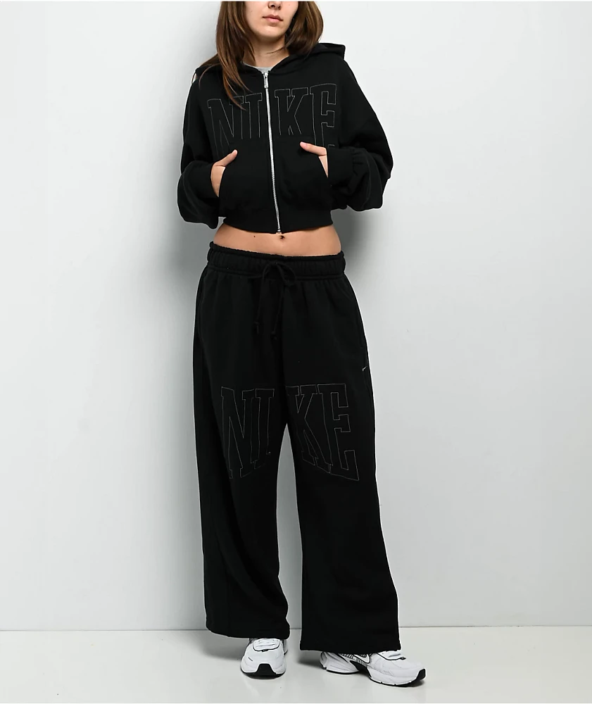 Nike Sportswear Street Black Zip Crop Hoodie | Arden Fair