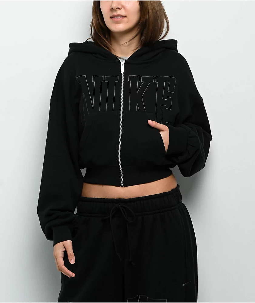 Nike Sportswear Street Black Zip Crop Hoodie | Arden Fair