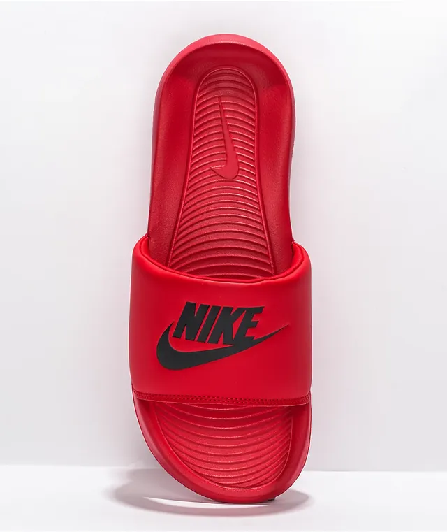 Red nike slides womens discount