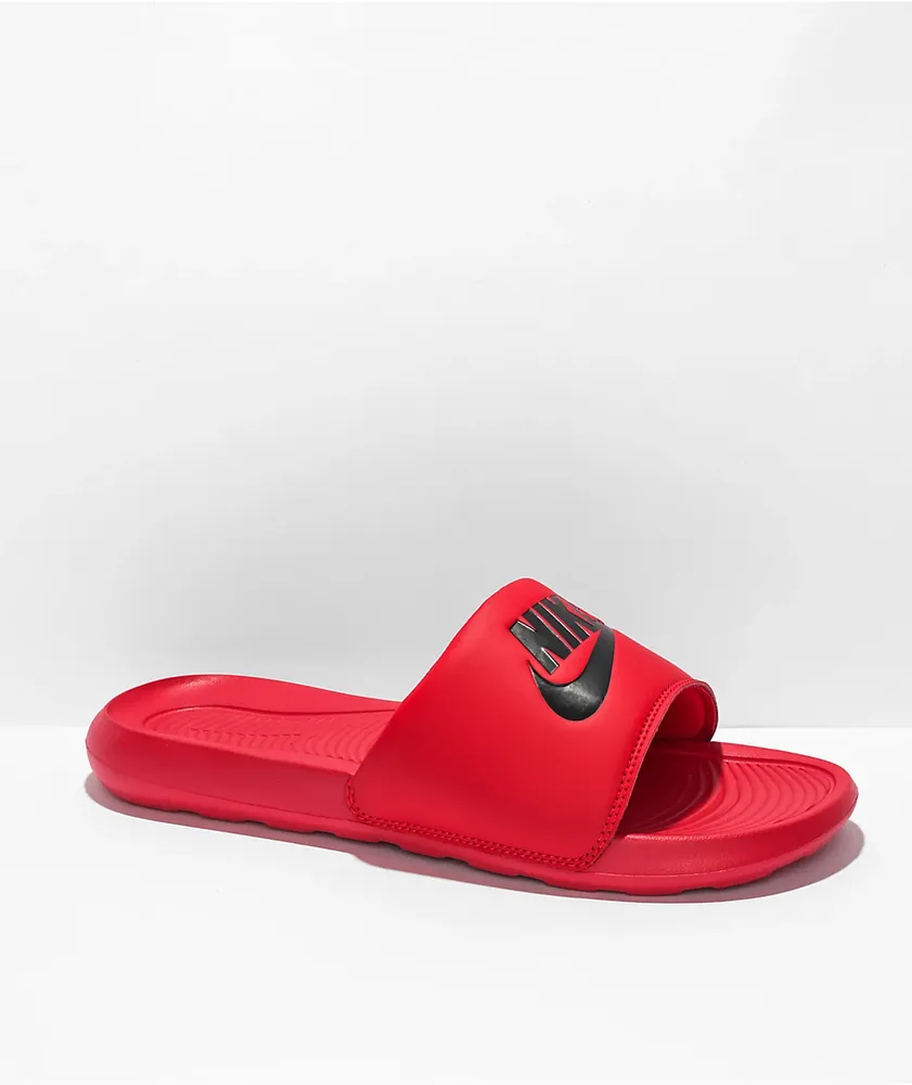 Womens red nike slides sale