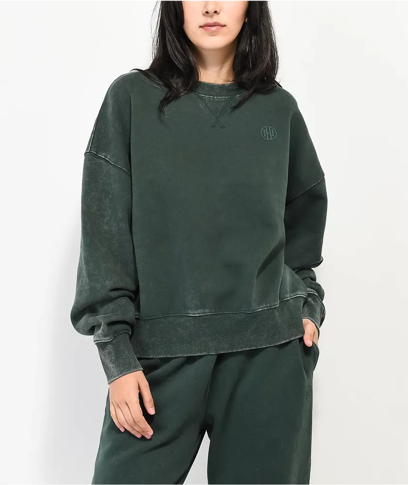 Ninth Hall Albie Green Mineral Wash Crewneck Sweatshirt