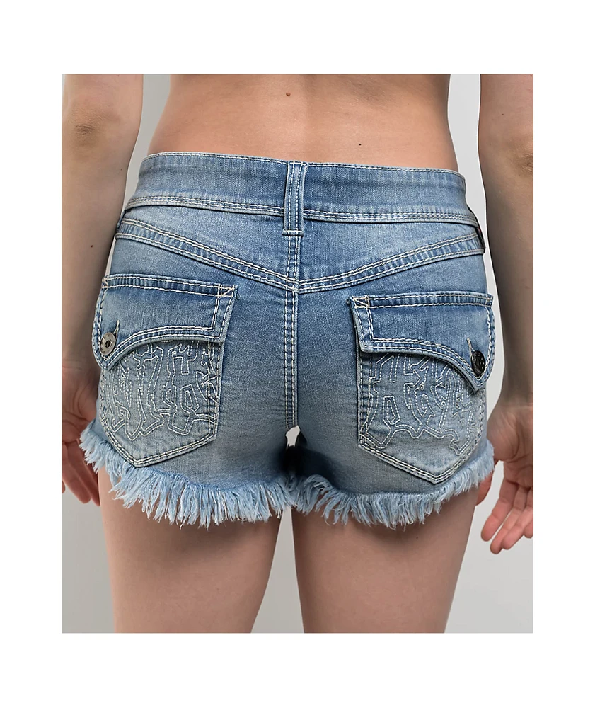 Ninth Hall Alyssia Shortie Sapphire Denim Shorts | MainPlace Mall