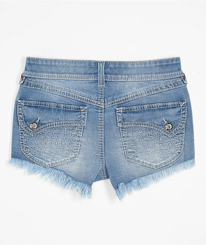 Ninth Hall Alyssia Shortie Sapphire Denim Shorts | MainPlace Mall