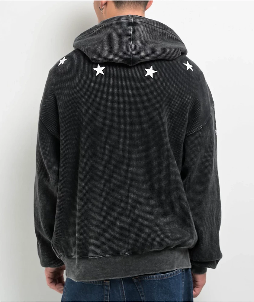 Ninth Hall Angels Black Wash Thermal Zip Hoodie | Liberty Center