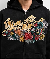 Ninth Hall Big Moves Black Wash Zip Hoodie | MainPlace Mall