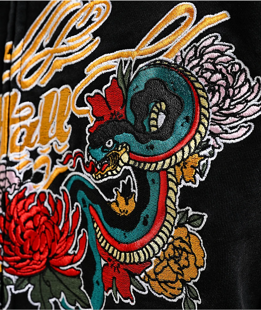 Ninth Hall Big Moves Black Wash Zip Hoodie | MainPlace Mall