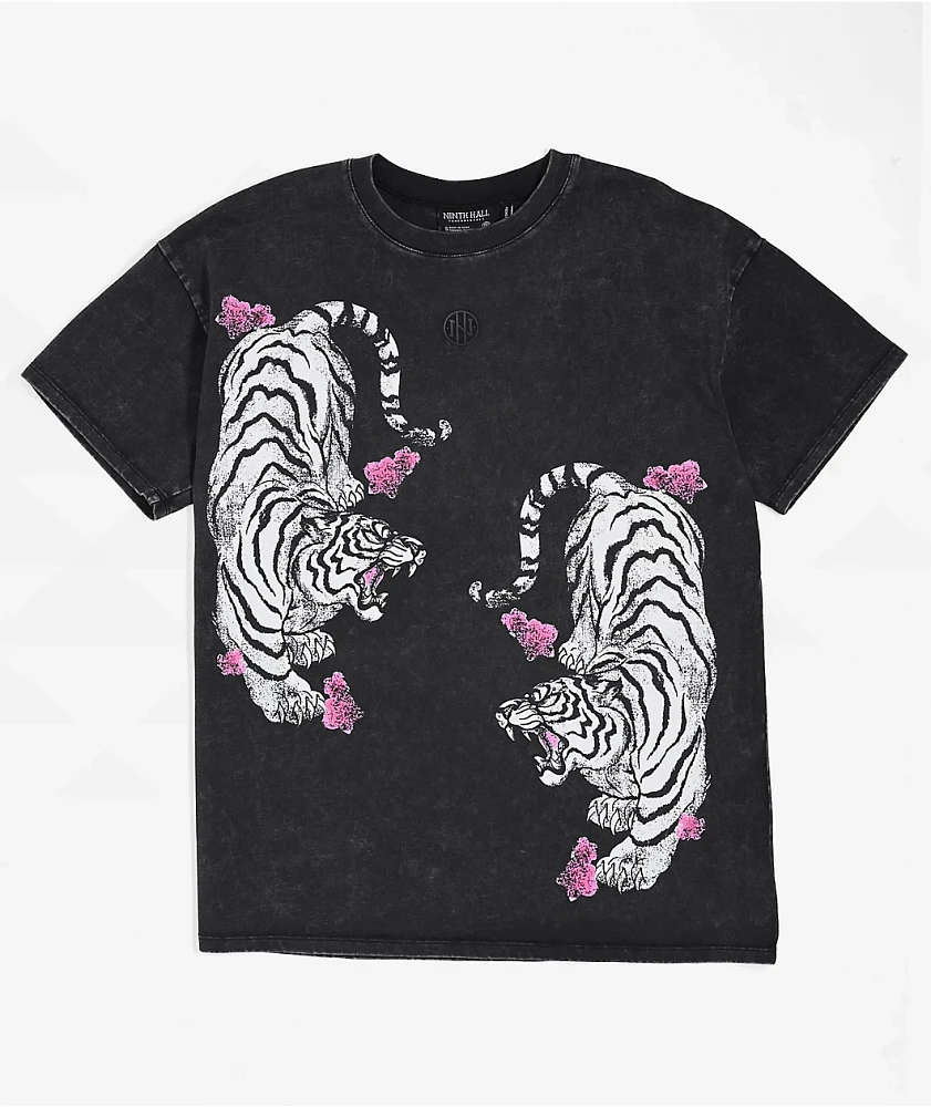 Ninth Hall Cherry Tiger Washed Black T-Shirt | MainPlace Mall