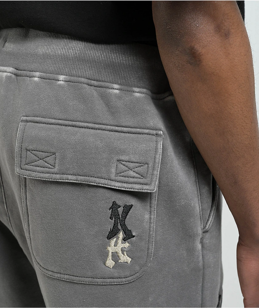 Ninth Hall Crosses Grey Wash Stacked Flare Sweatpants at