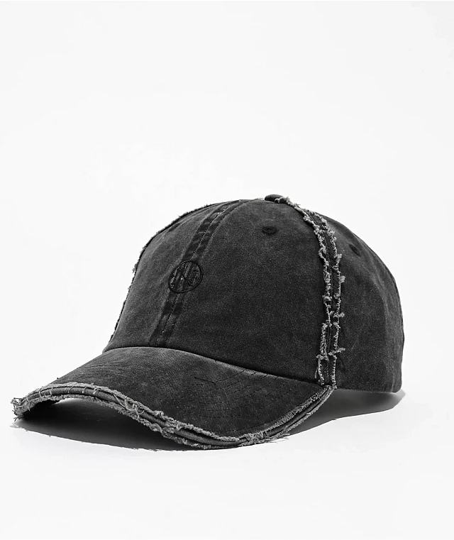Ninth Hall Cypress Distressed Black Wash Strapback Hat | MainPlace