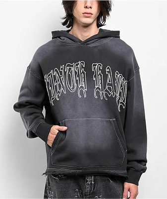 Ninth Hall Andover Cross Black Wash Zip Hoodie at Hamilton Place