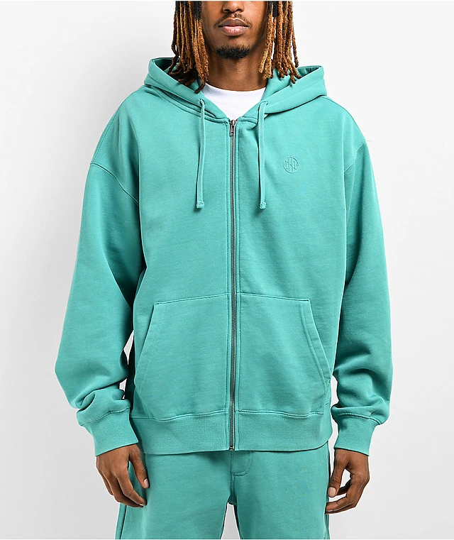 Ninth Hall Fundamentals Bay Blue Boxy Zip Hoodie | Arden Fair