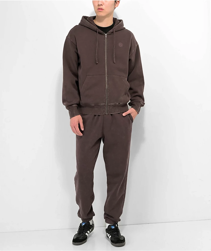 Ninth Hall Fundamentals Brown Boxy Zip Hoodie | MainPlace Mall