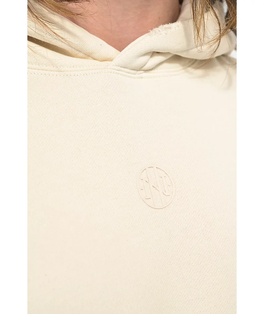 Ninth Hall Fundamentals Cream Distressed Boxy Hoodie | Arden Fair