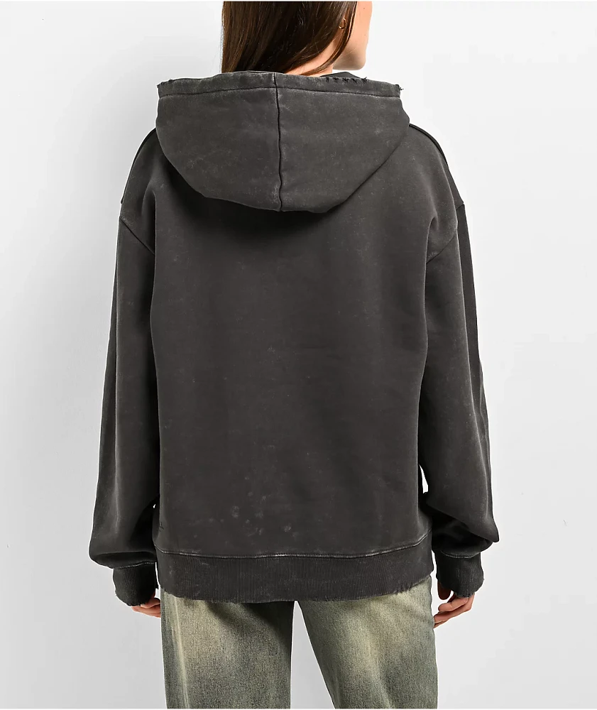 haluc❤ Ninth Hall Big Moves Black Wash Zip Hoodie | Zumiez