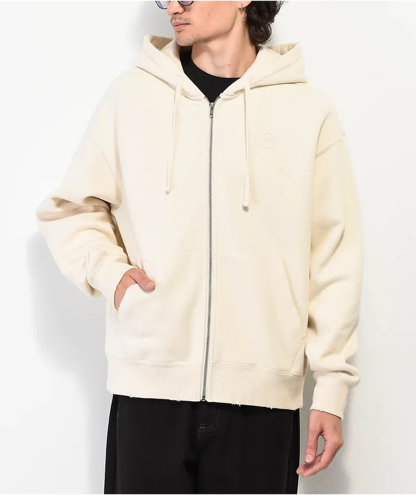 Mens cream zip up hoodie sales