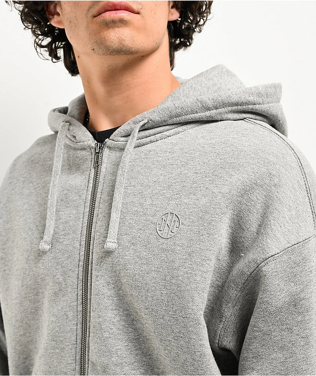 Ninth Hall Fundamentals Heather Grey Boxy Zip Hoodie at