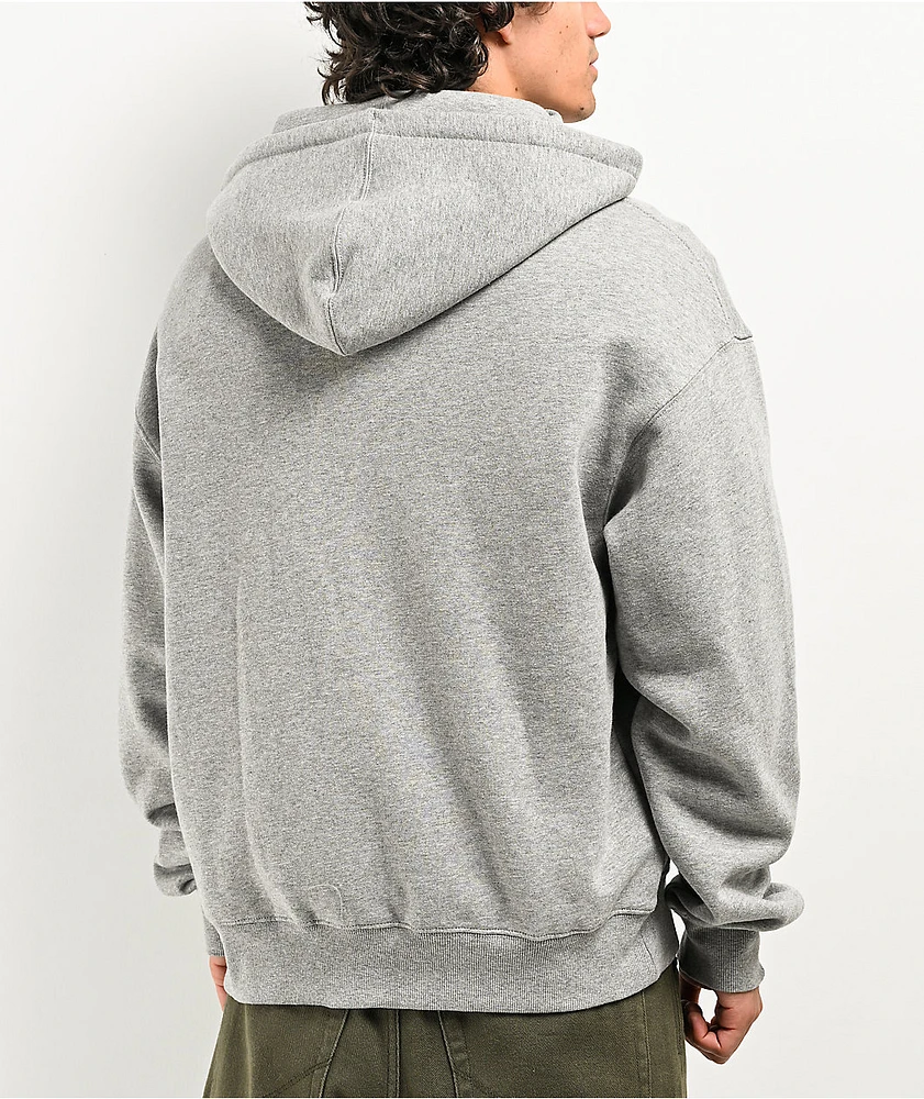 Ninth Hall Fundamentals Heather Grey Boxy Zip Hoodie at