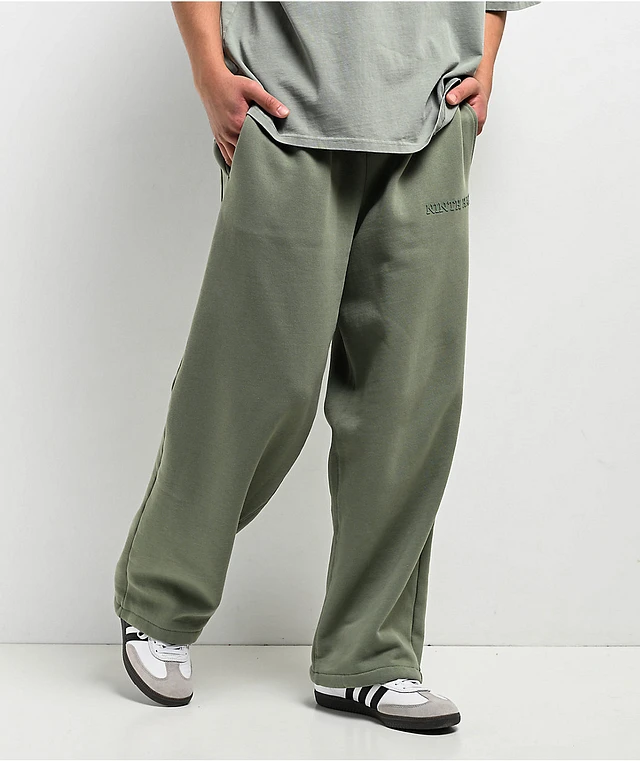 Ninth Hall Fundamentals Light Green Oversized Open Hem Sweatpants Ninth Hall Fundamentals Light Green Oversized Open Hem Sweatpants