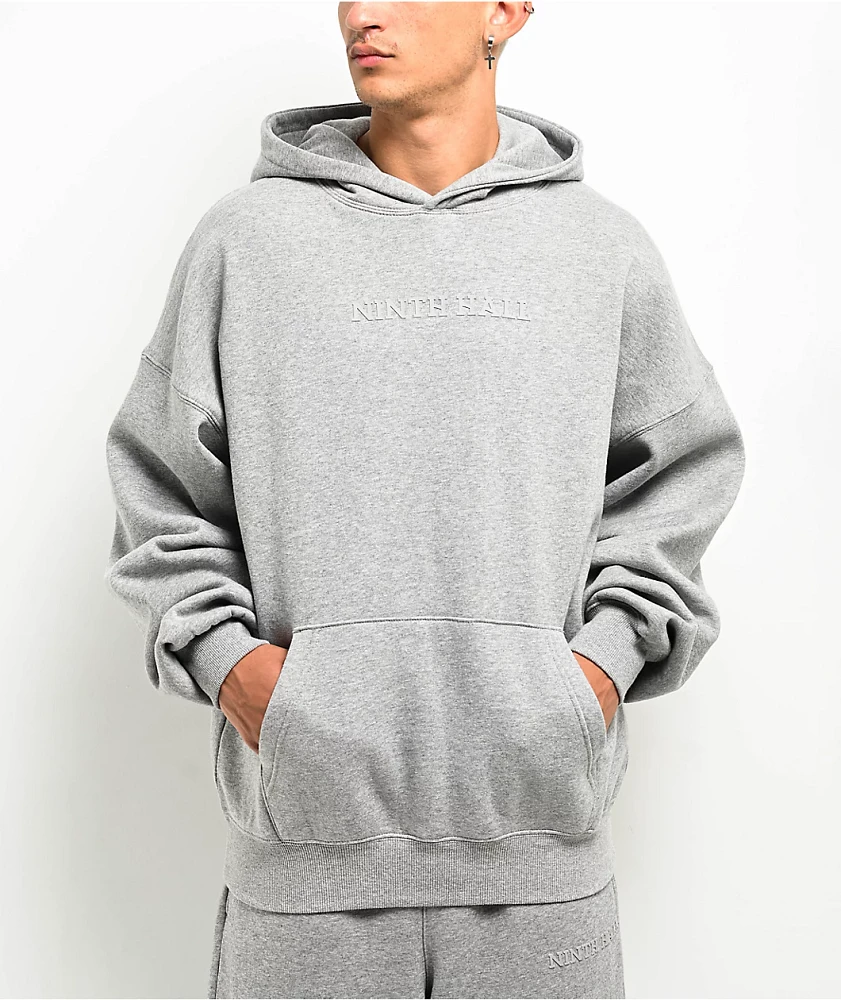 Ninth Hall Fundamentals Logo Grey Oversized Hoodie | Liberty Center