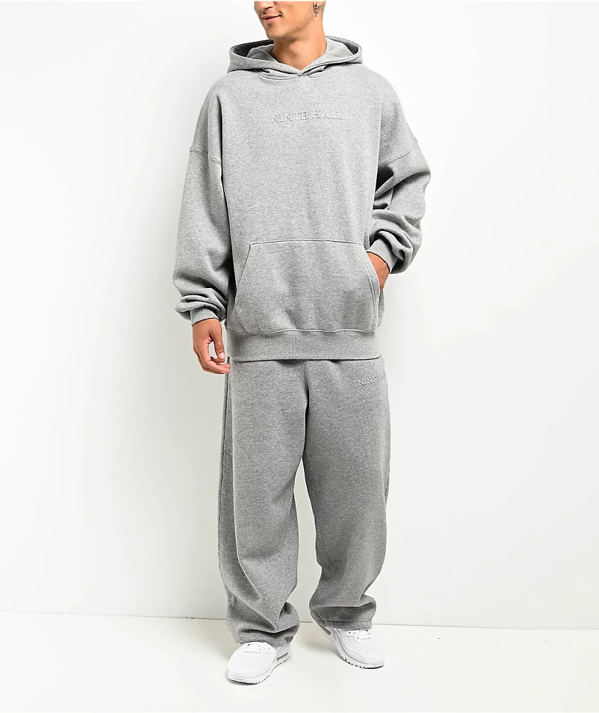 Ninth Hall Fundamentals Logo Grey Oversized Open Hem Sweatpants