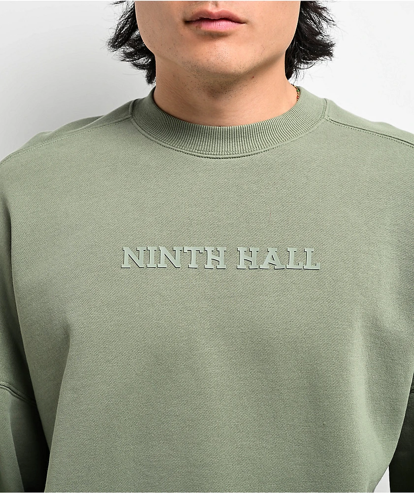 True Neutral Crew Soft Rules アヴァン・ヒップホップ Ninth Hall Fundamentals Logo Light Green Oversized Crewneck