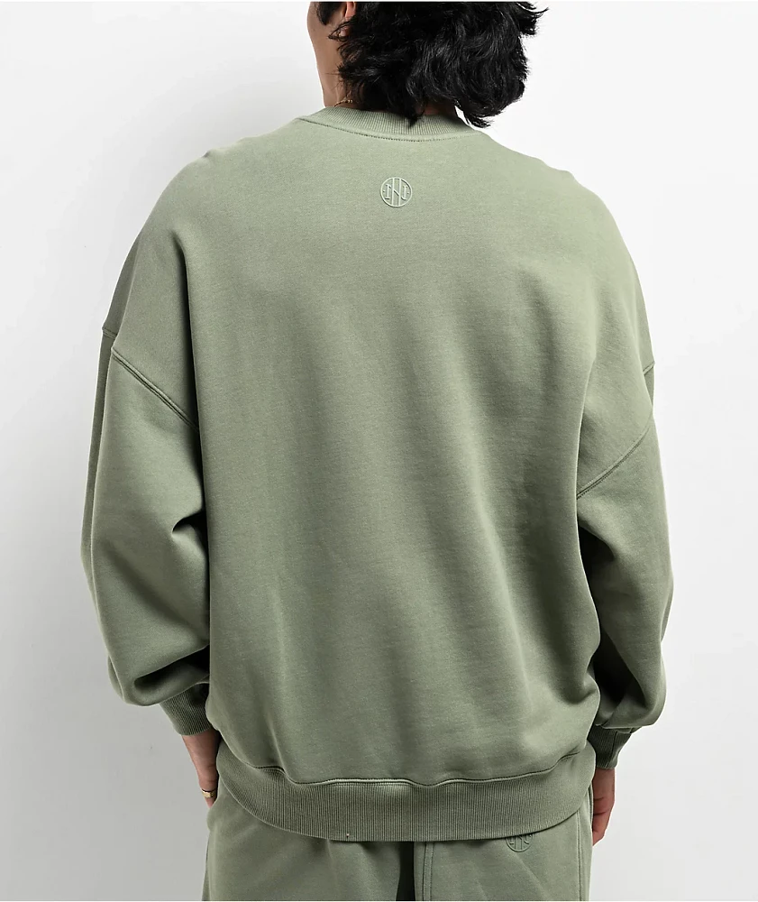 Ninth Hall Fundamentals Logo Light Green Oversized Crewneck