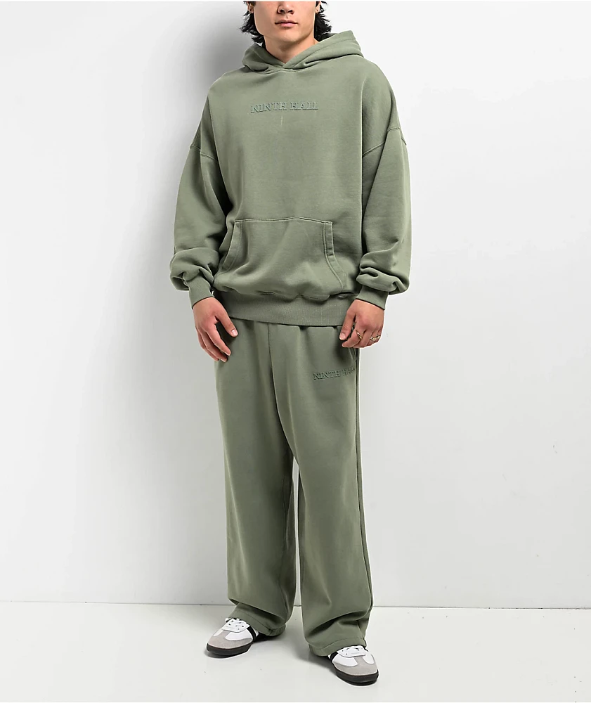 Ninth Hall Fundamentals Logo Light Green Oversized Hoodie at