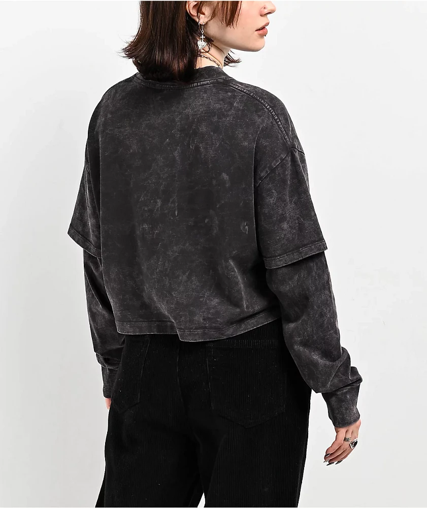 Ninth Hall Fundamentals Lonnie Black Wash Boxy 2fer Crop Long