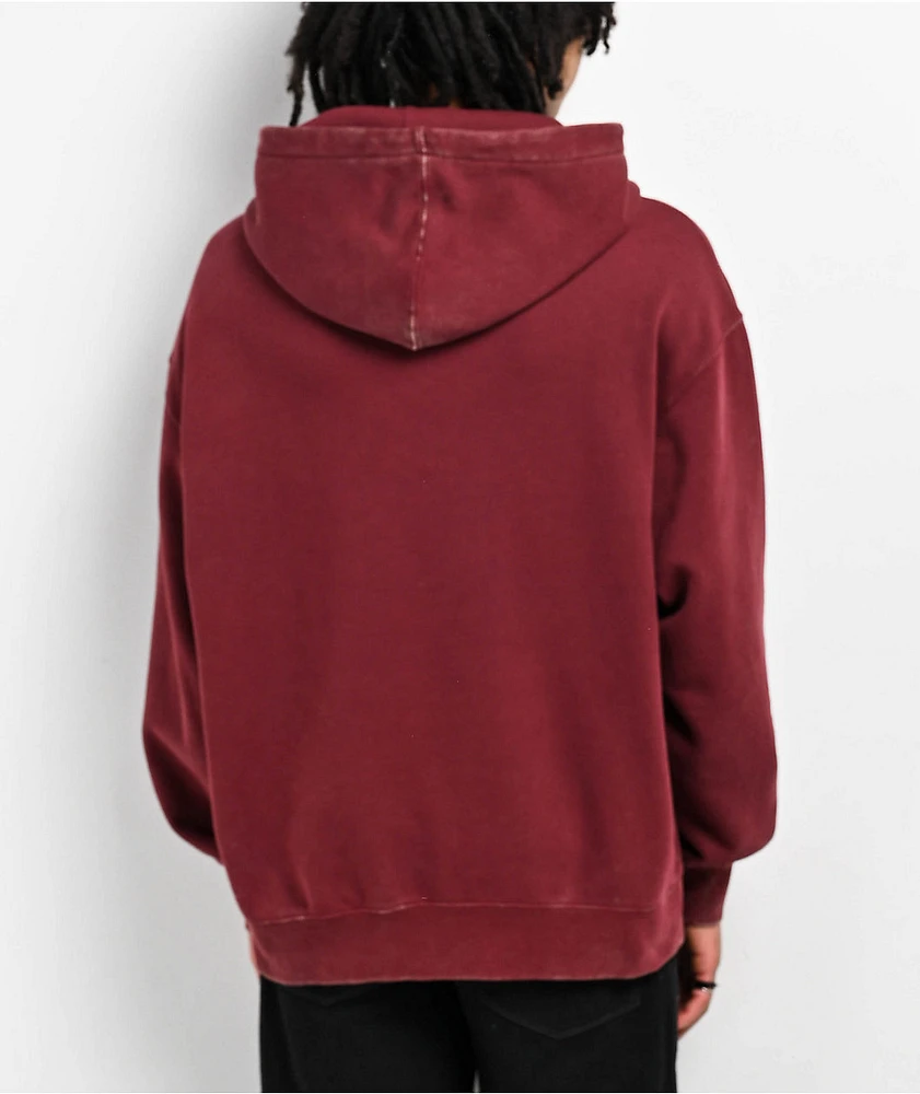 Ninth Hall Fundamentals Maroon Wash Boxy Hoodie | Liberty Center