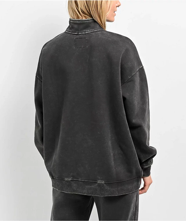 Ninth Hall Fundamentals Sunbleached Black Wash Zip Hoodie