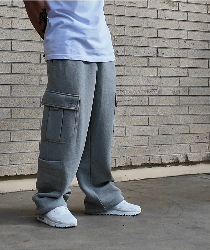 Ninth Hall Fundamentals Stash Grey Baggy Cargo Sweatpants
