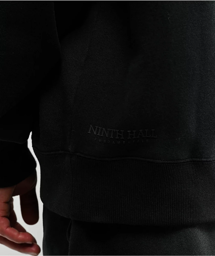 Ninth Hall Fundamentals Sunbleached Black Wash Zip Hoodie at