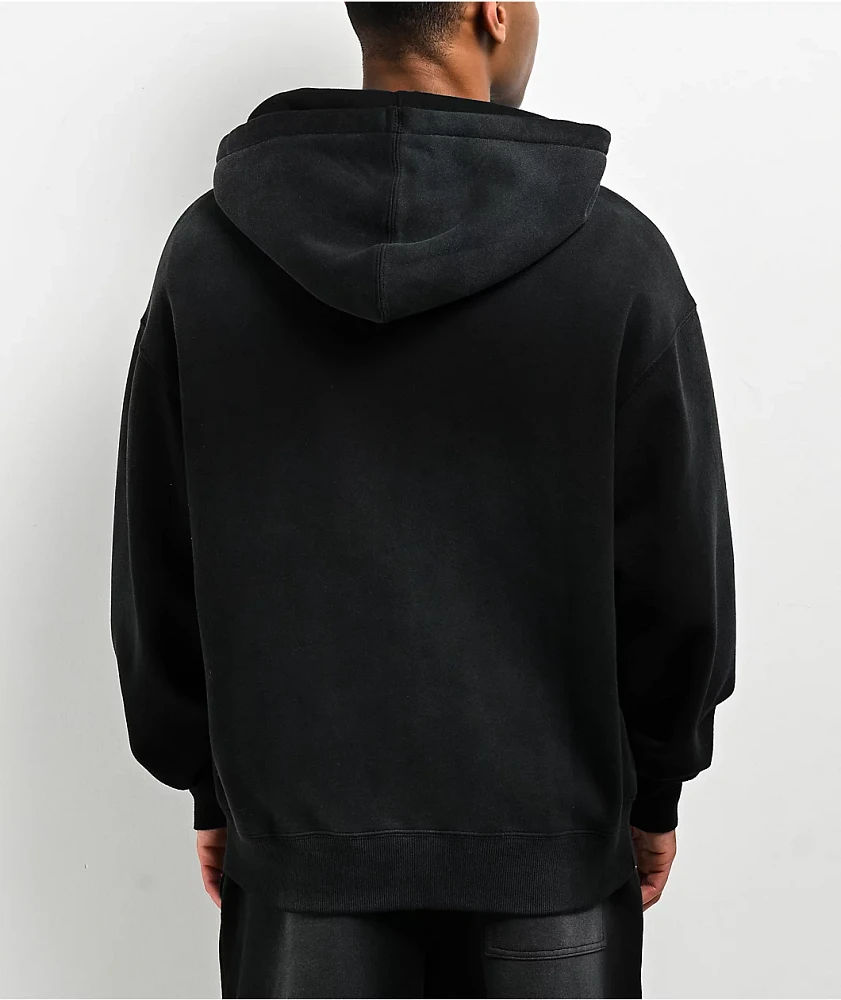Ninth Hall Fundamentals Sunbleached Black Wash Zip Hoodie
