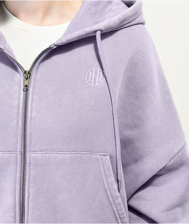 Purple cropped zip online up hoodie