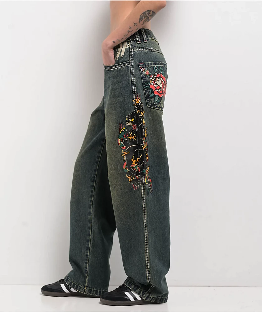 Ninth Hall Idle Envy Cougar Snake Dark Blue Wash Straight Leg