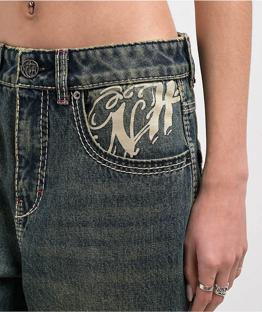 Ninth Hall Idle Envy Cougar Snake Dark Blue Wash Straight Leg