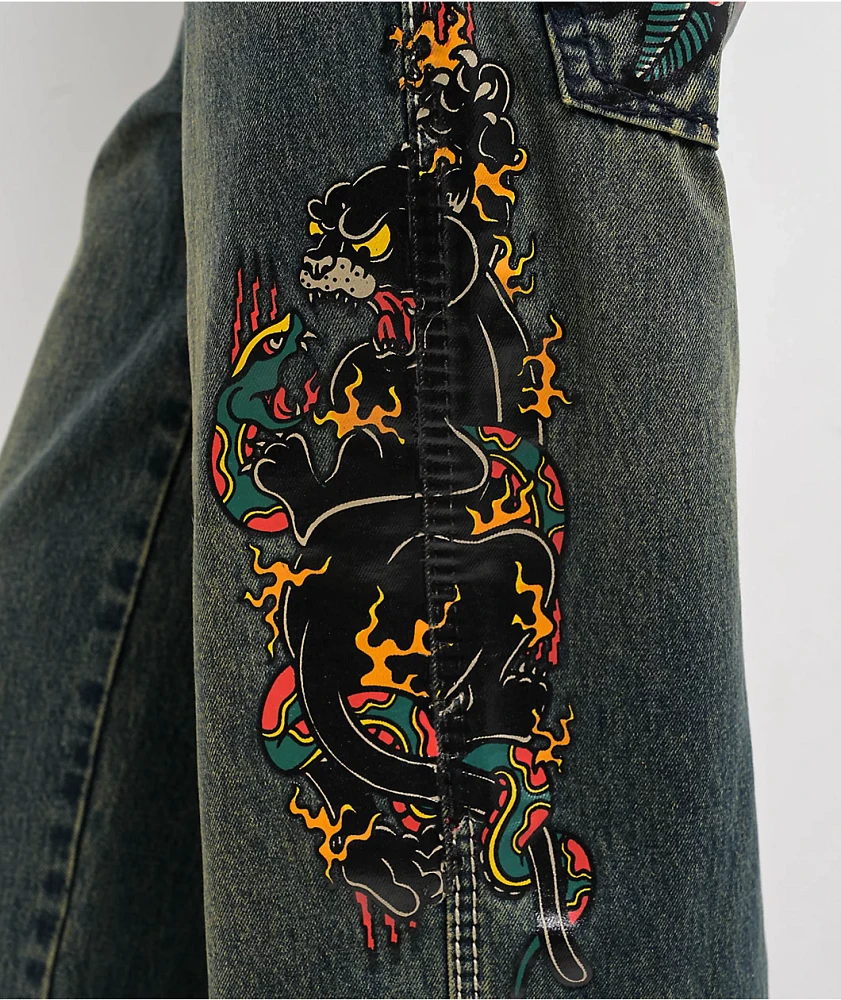 Ninth Hall Idle Envy Cougar Snake Dark Blue Wash Straight Leg