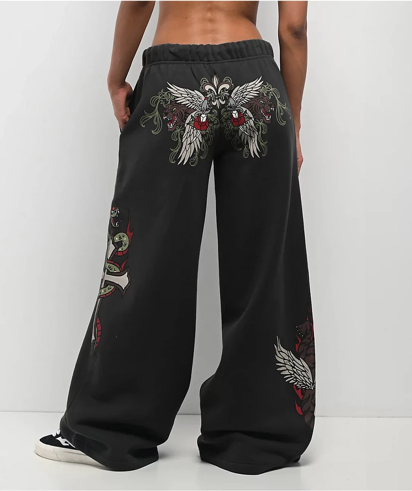 Ninth Hall Jenna Black Wide Leg Sweatpants | Liberty Center